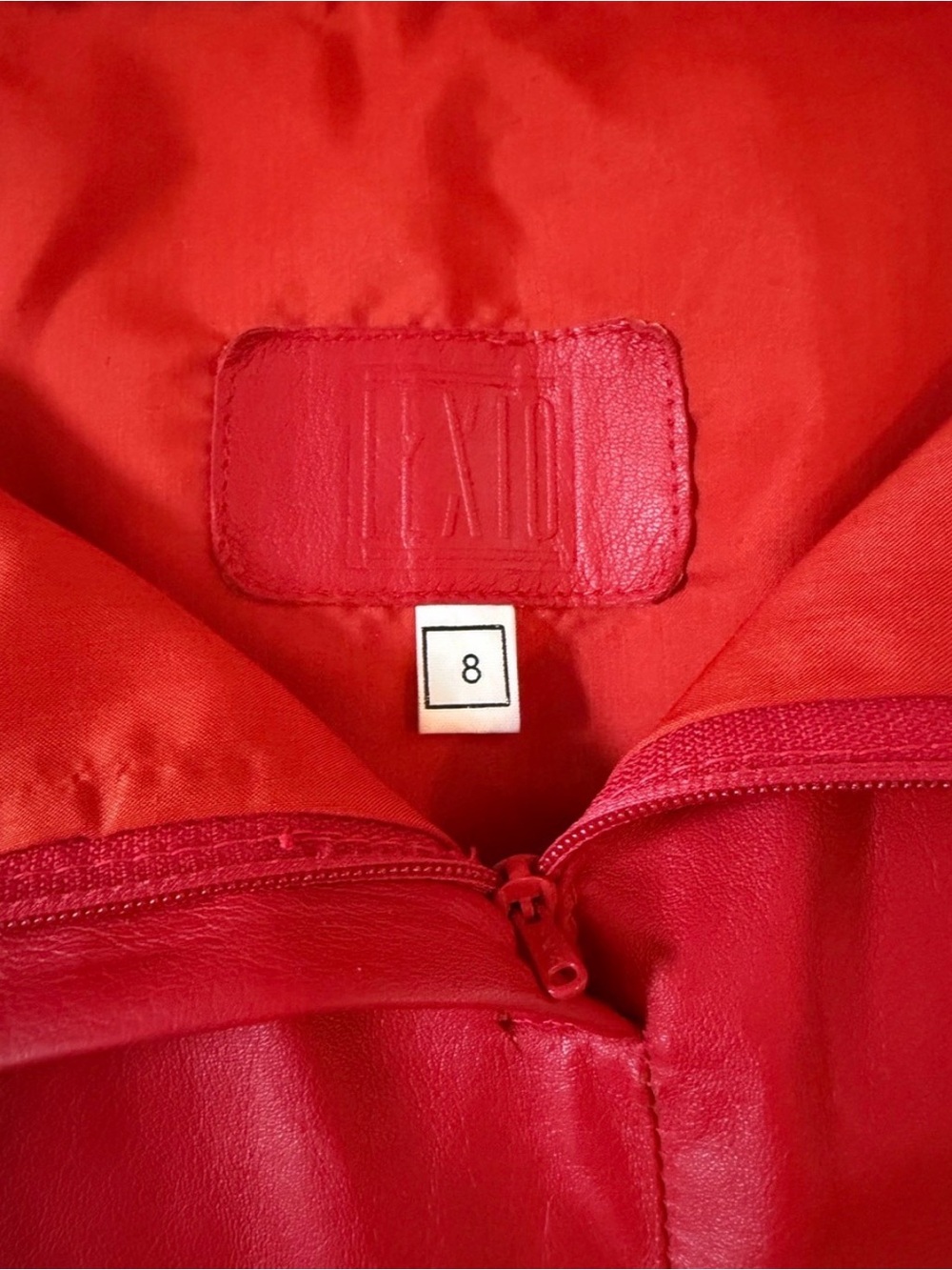 LEXIO Red Leather Jacket and Skirt Set - Picture 12 of 12